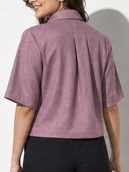 Mauve Textured Crop Shirt
