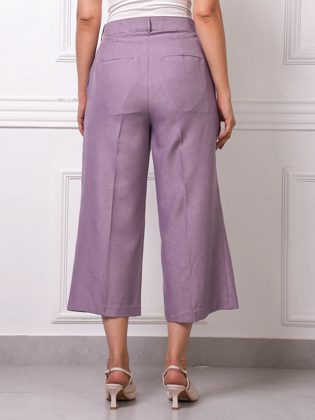 Lilac Linen Pleated Culottes