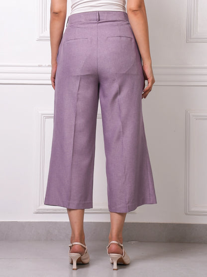 Lilac Linen Pleated Culottes