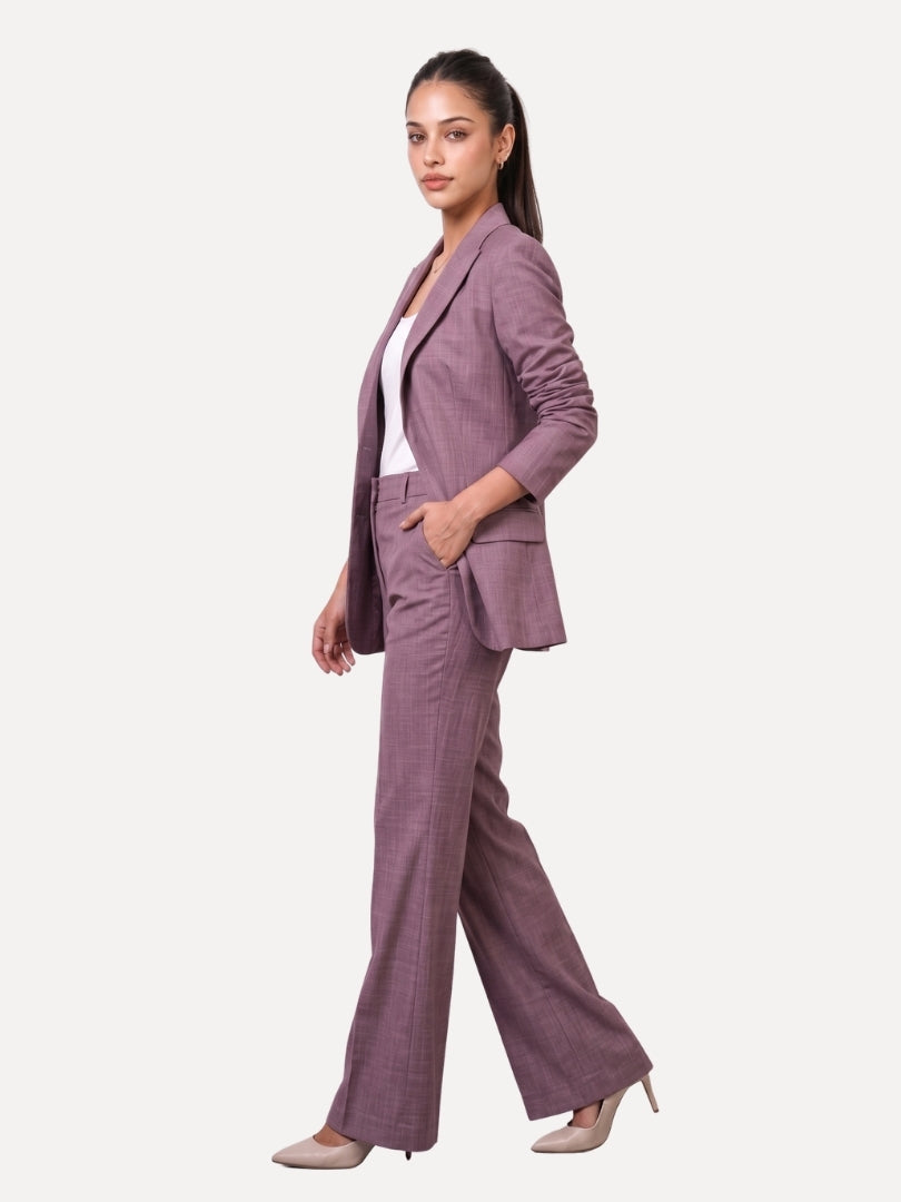 Exude Beige Linen Blazer &amp; Wide-Leg Trouser Co-ord Set
