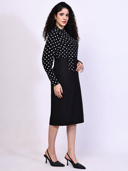Exude Polka Dots Drape Dress