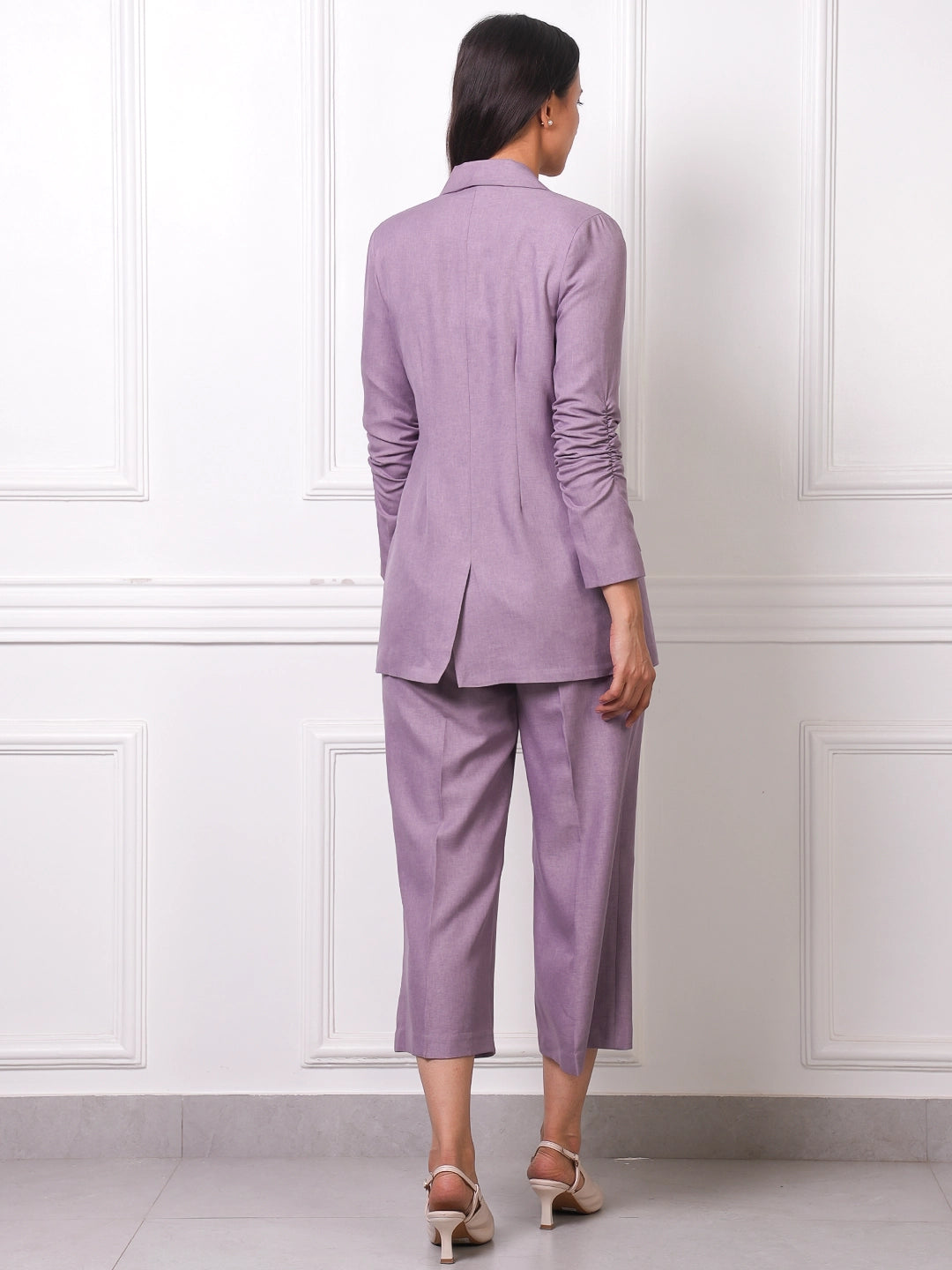 Lilac Linen Blazer &amp; Culottes Co-ord Set