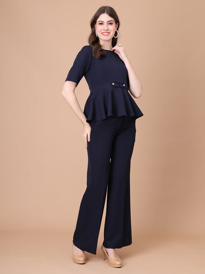Exude Rise &amp; Roar A-Line op with Waist Detail, Paired With Matching Bootcut Trouser (Navy)