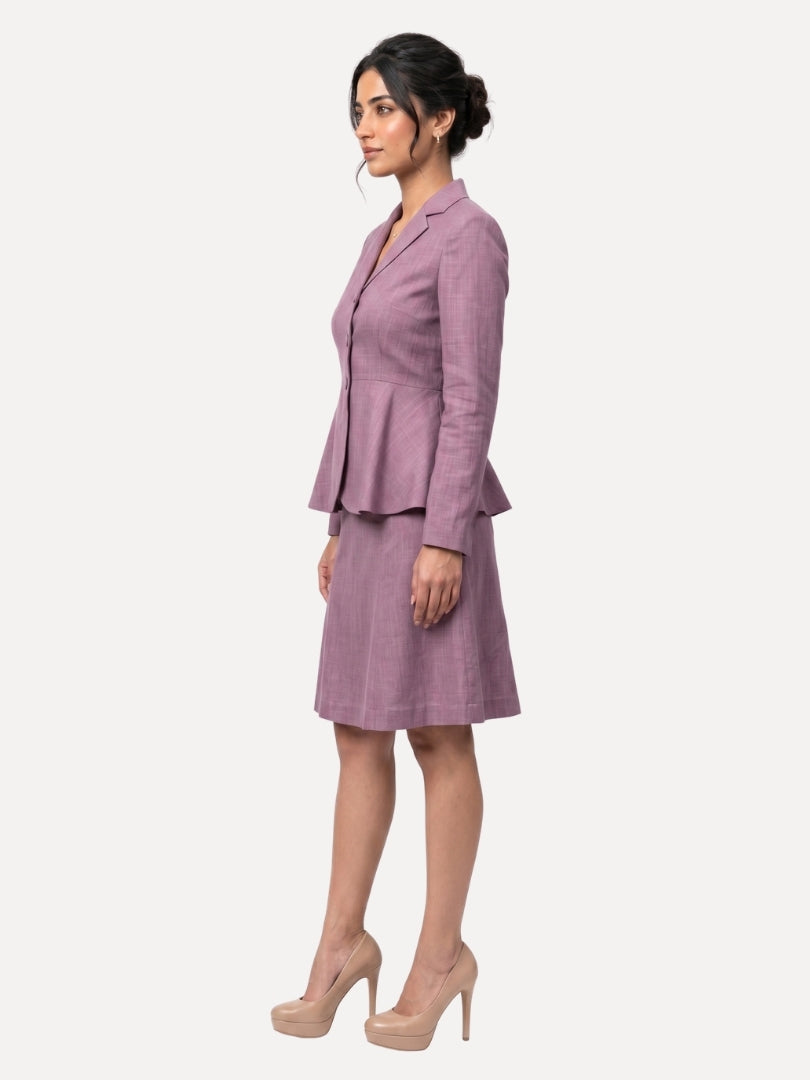 Lilac Linen A-Line Blazer &amp; Skirt Set