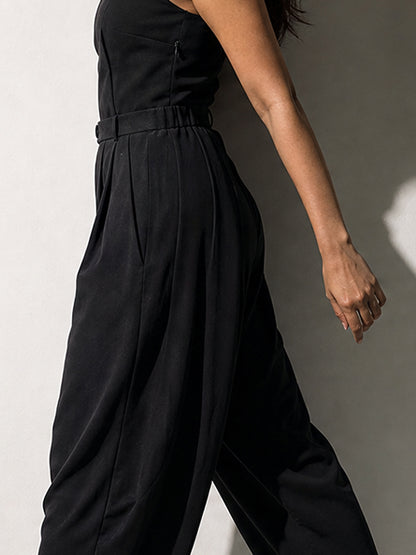 Black Draped Balloon Trousers