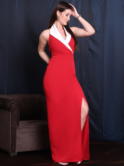 Exude Euphoria Nights Halter Blazer Style Gown Sleeveless