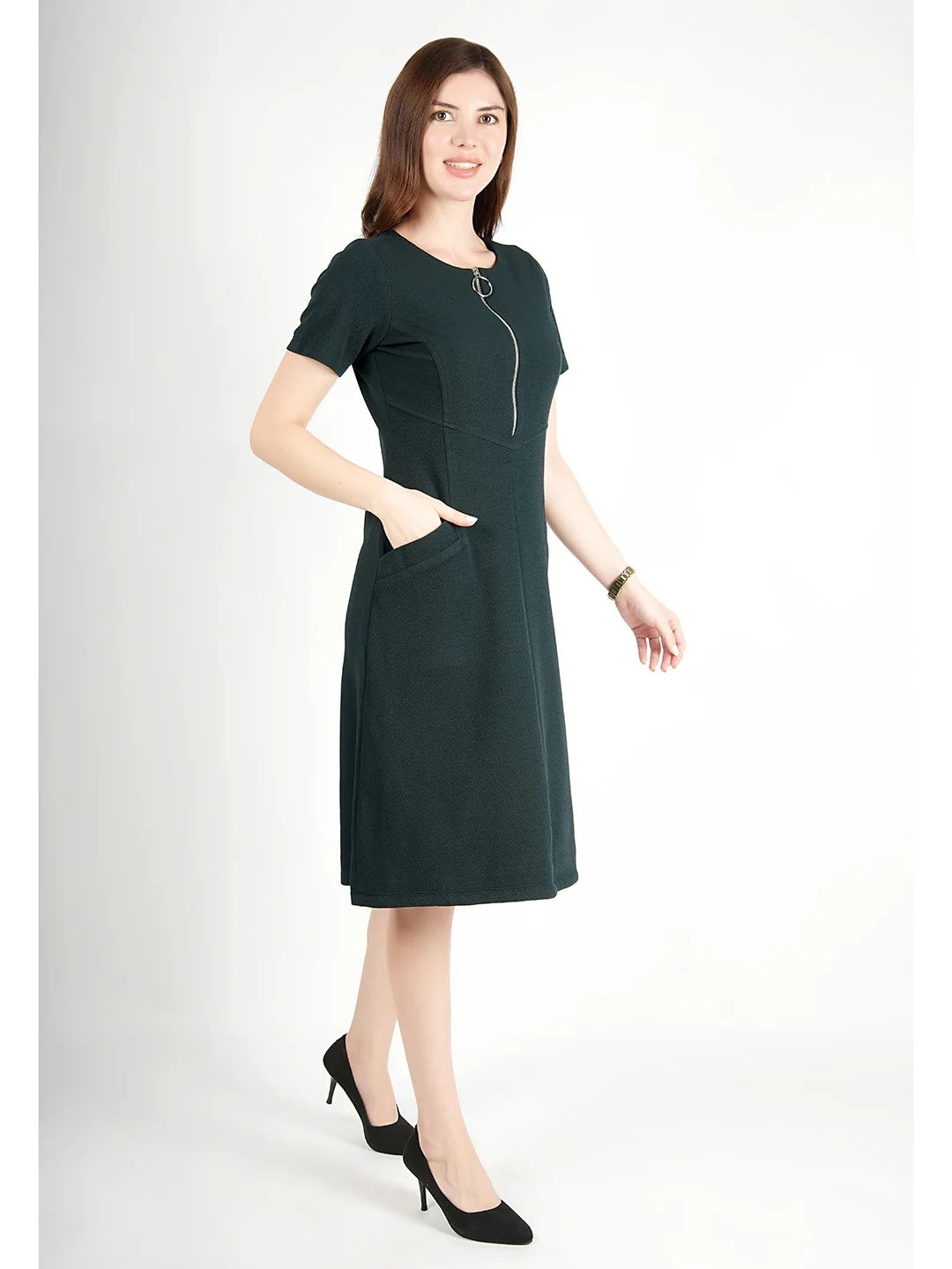 Exude Celebration A-line Zip Dress With Pockets Dresses