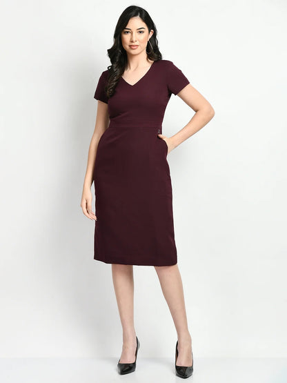 Exude Composure Sheath Dress Wine Dresses