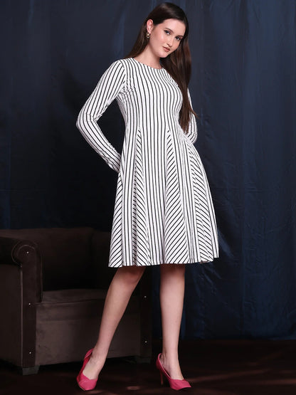 Exude Gleam &amp; Grace A-line Dress With Unique Paneled Skirt Detailing 