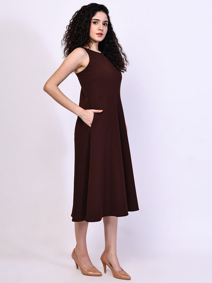Exude Golden Glow Brown Maxi Dress with Pockets