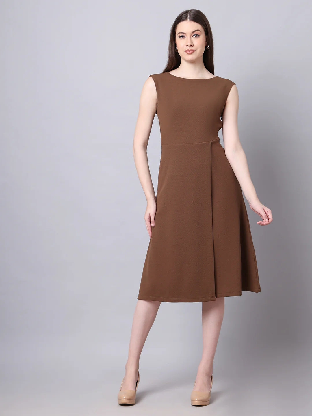 Exude Pride A-line Wrap Dress Coffee 