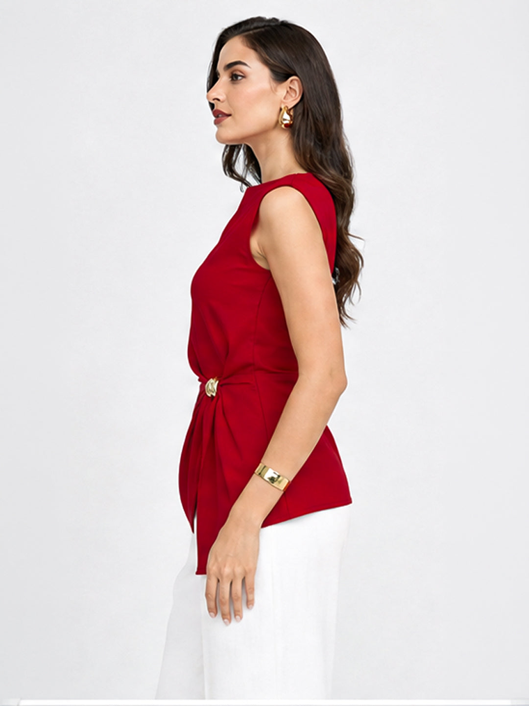 Scarlet Drape Detail Sleeveless Top