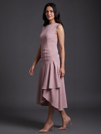 Exude Women Lime Green Draped Wrap Midi Dress