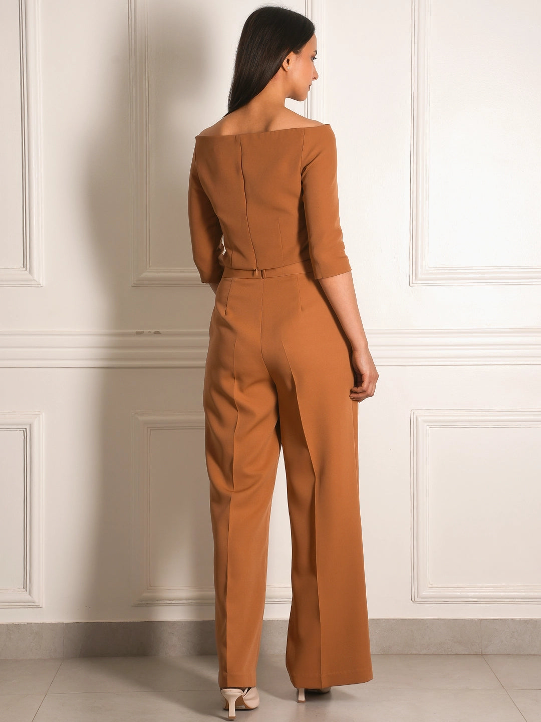 Exude Bardot Belted Wide-Leg Co-ord Set