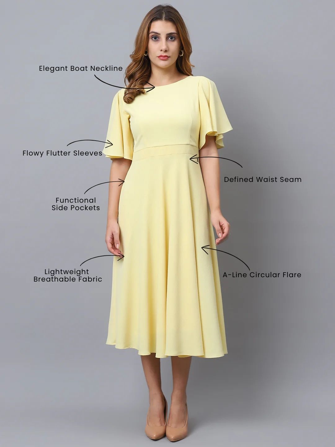 Exude Linen Bloom Midi Dress
