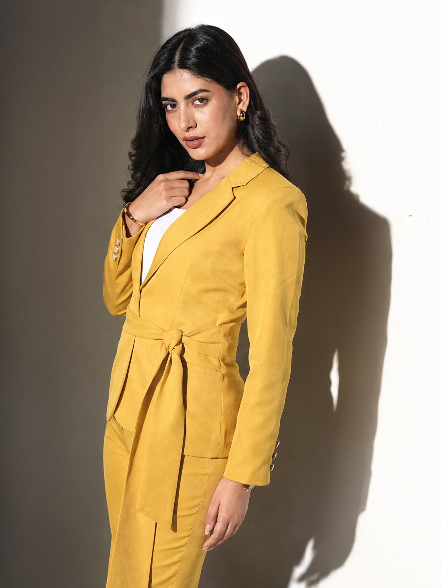 Exude Sunpower Statement Blazer with Tapered Straight Pants
