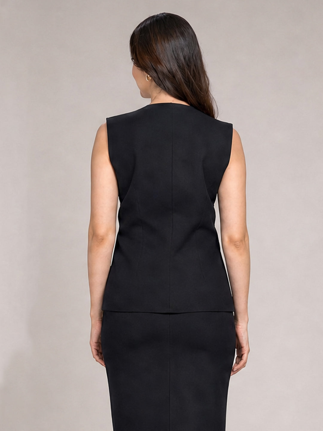 Black &amp; White Colour blocked Button-Down Waistcoat Top