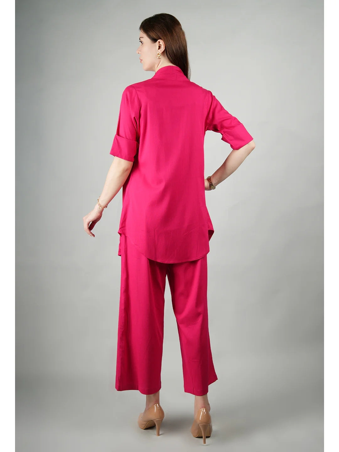 Exude Gilded 3 Piece Co-ord Set Fuscia Co-ord Sets