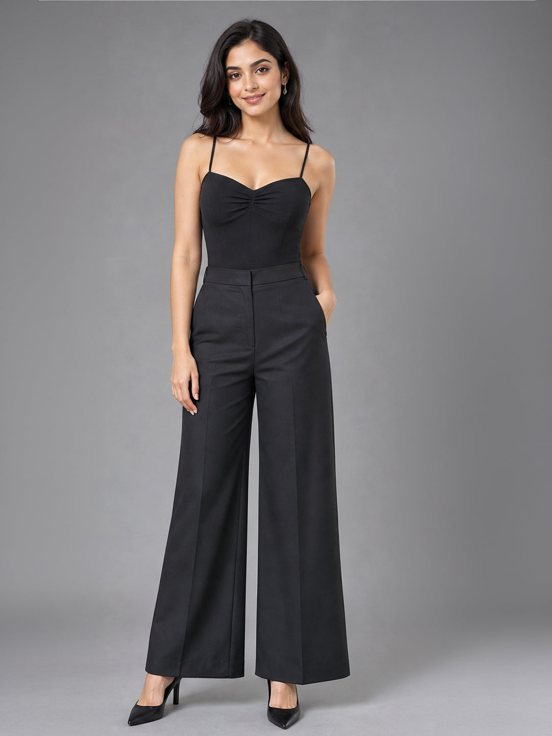 Black High-Waist Wide Leg Trousers