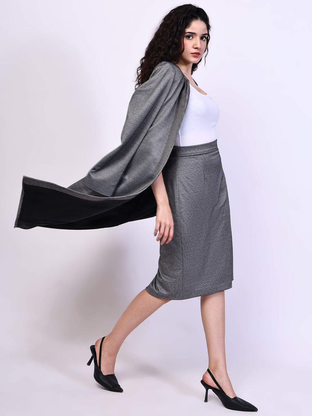Exude Humility Pencil Skirt (Black-White)