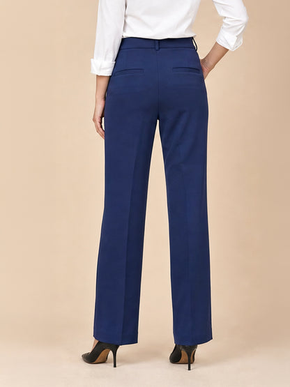 Navy Tailored Straight-Fit Trousers