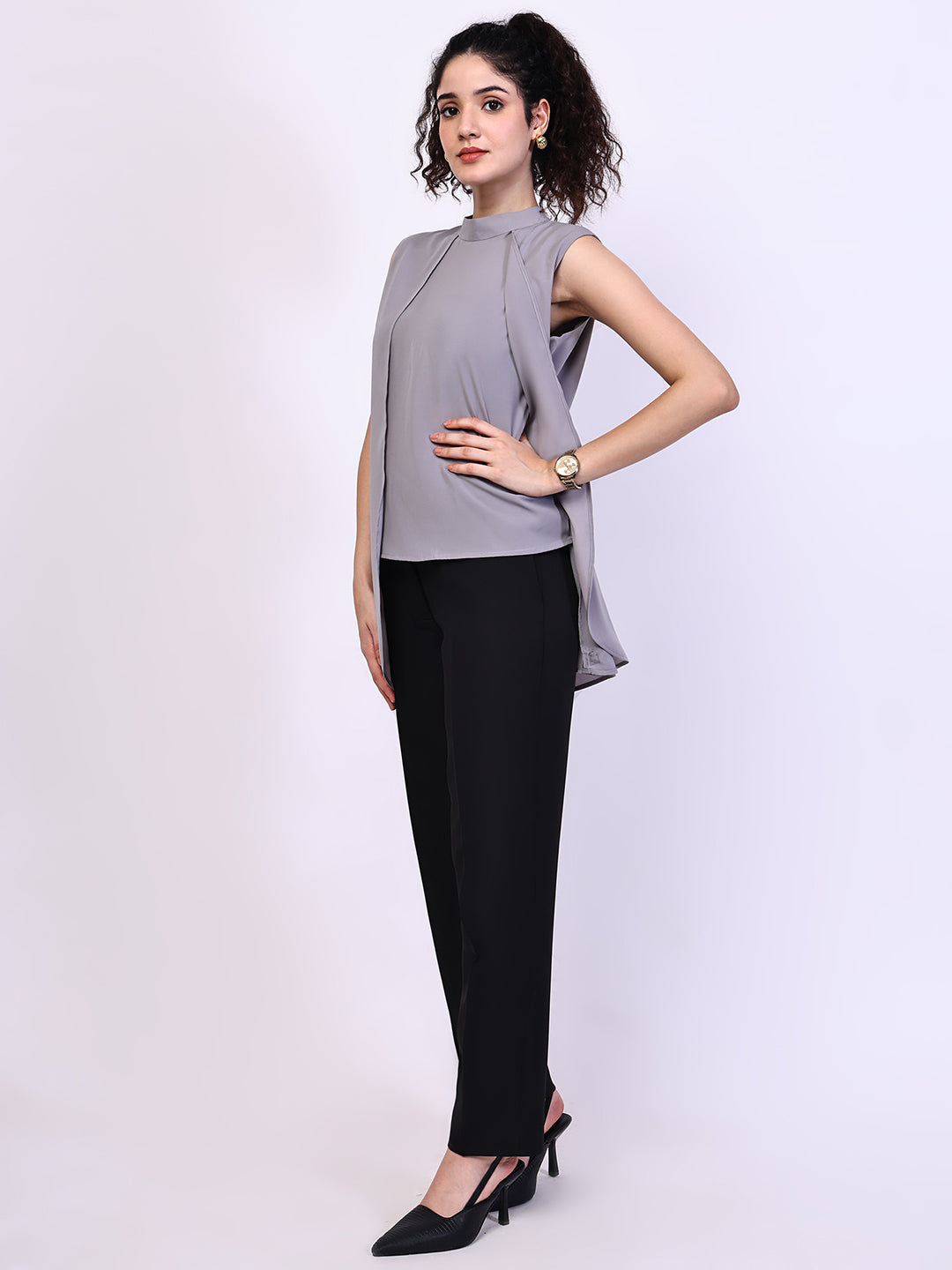Exude Layered looks High Neck Layered Top (Lilac)
