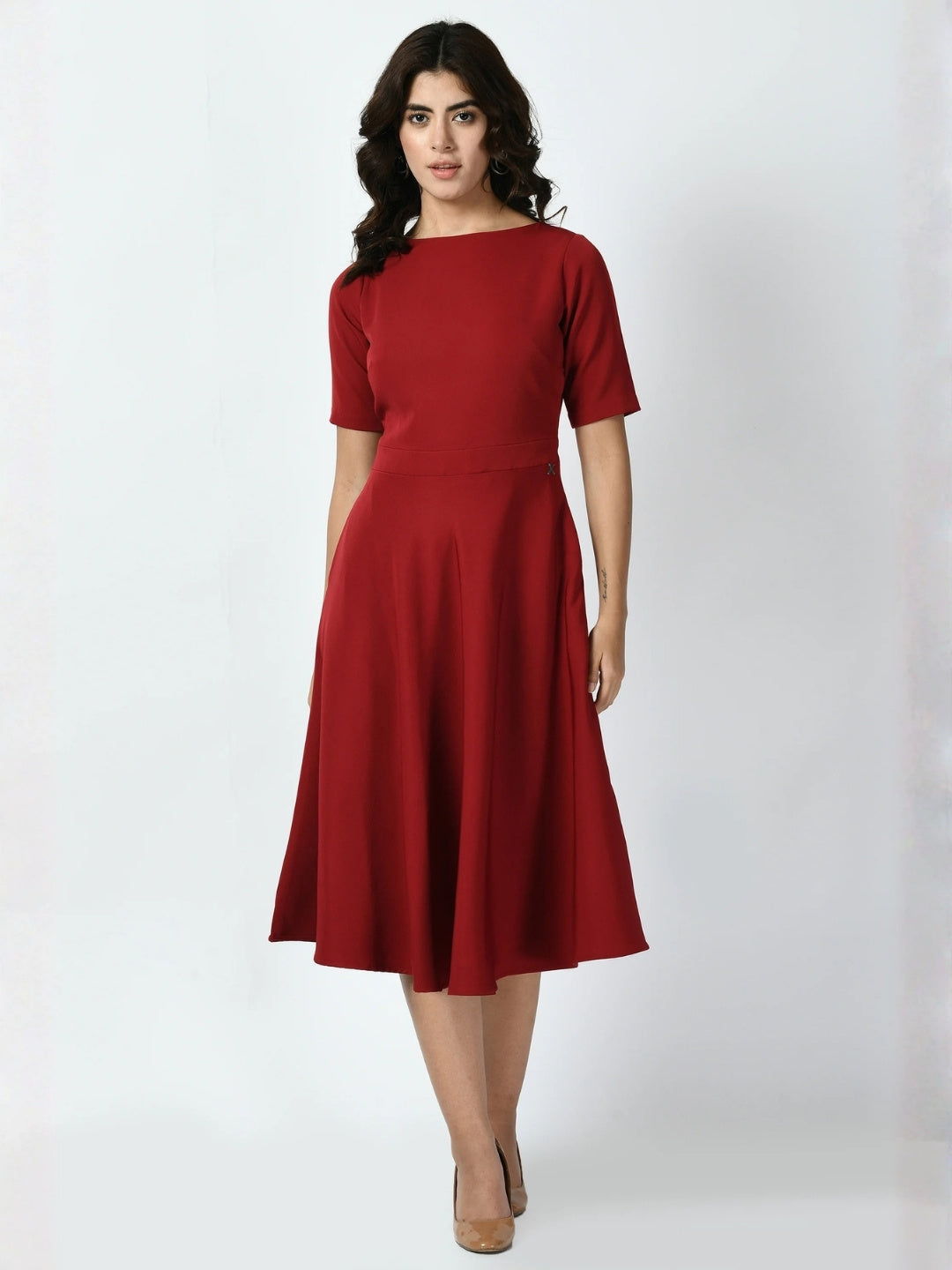 Exude Epitome Classic A-line Dress Red Dresses
