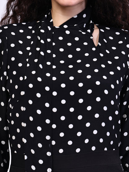 Exude Polka Dots Drape Dress