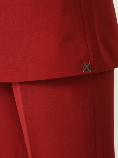 Exude Aspiration Sleeveless Blazer with Bootcut Trousers Red Co-ord Sets