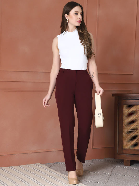 Exude Empathy & Edge Straight Fit Trouser (Wine)