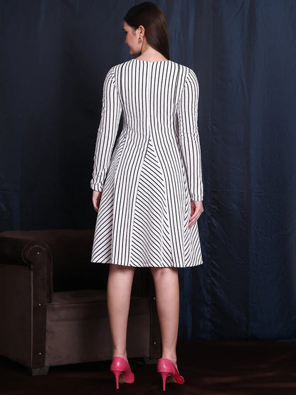 Exude Gleam &amp; Grace A-line Dress With Unique Paneled Skirt Detailing 