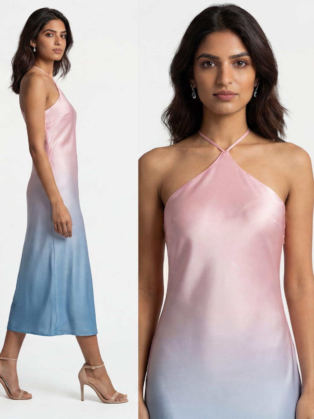 Blush Ombre Satin Dress