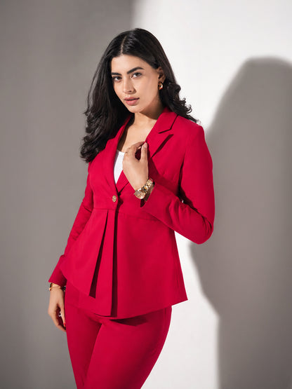 Exude Power Peplum Blazer with tapered straight pants
