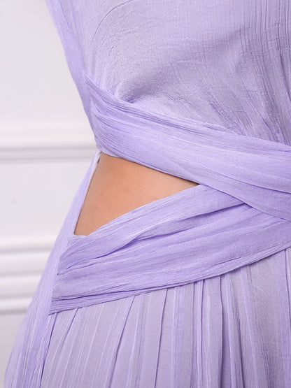 Sleeveless Draped Flowy Gown