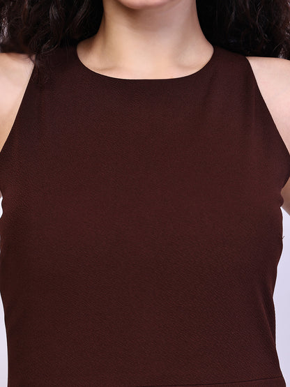 Exude Golden Glow Brown Maxi Dress with Pockets