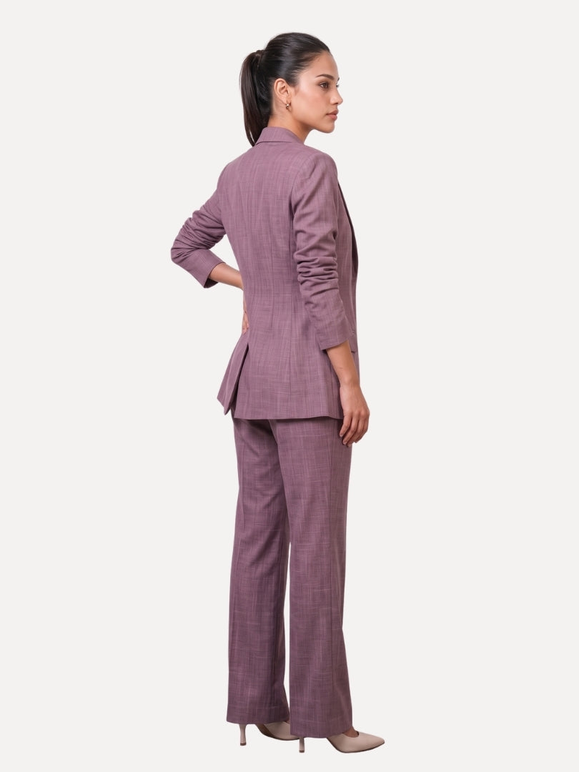 Exude Beige Linen Blazer &amp; Wide-Leg Trouser Co-ord Set