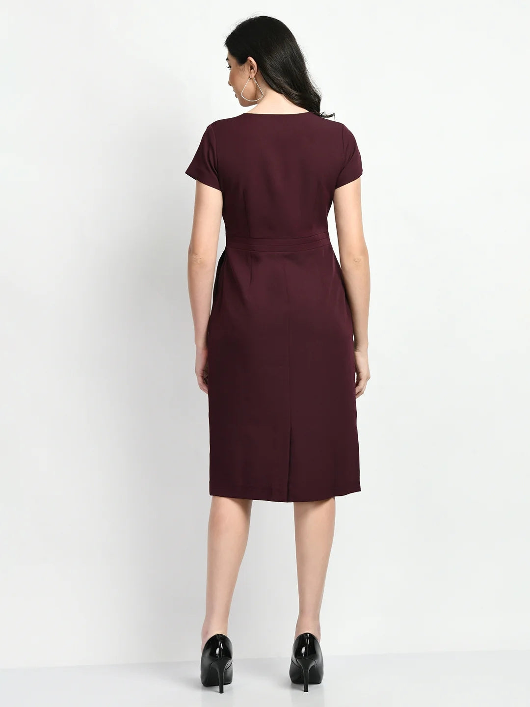 Exude Composure Sheath Dress Wine Dresses