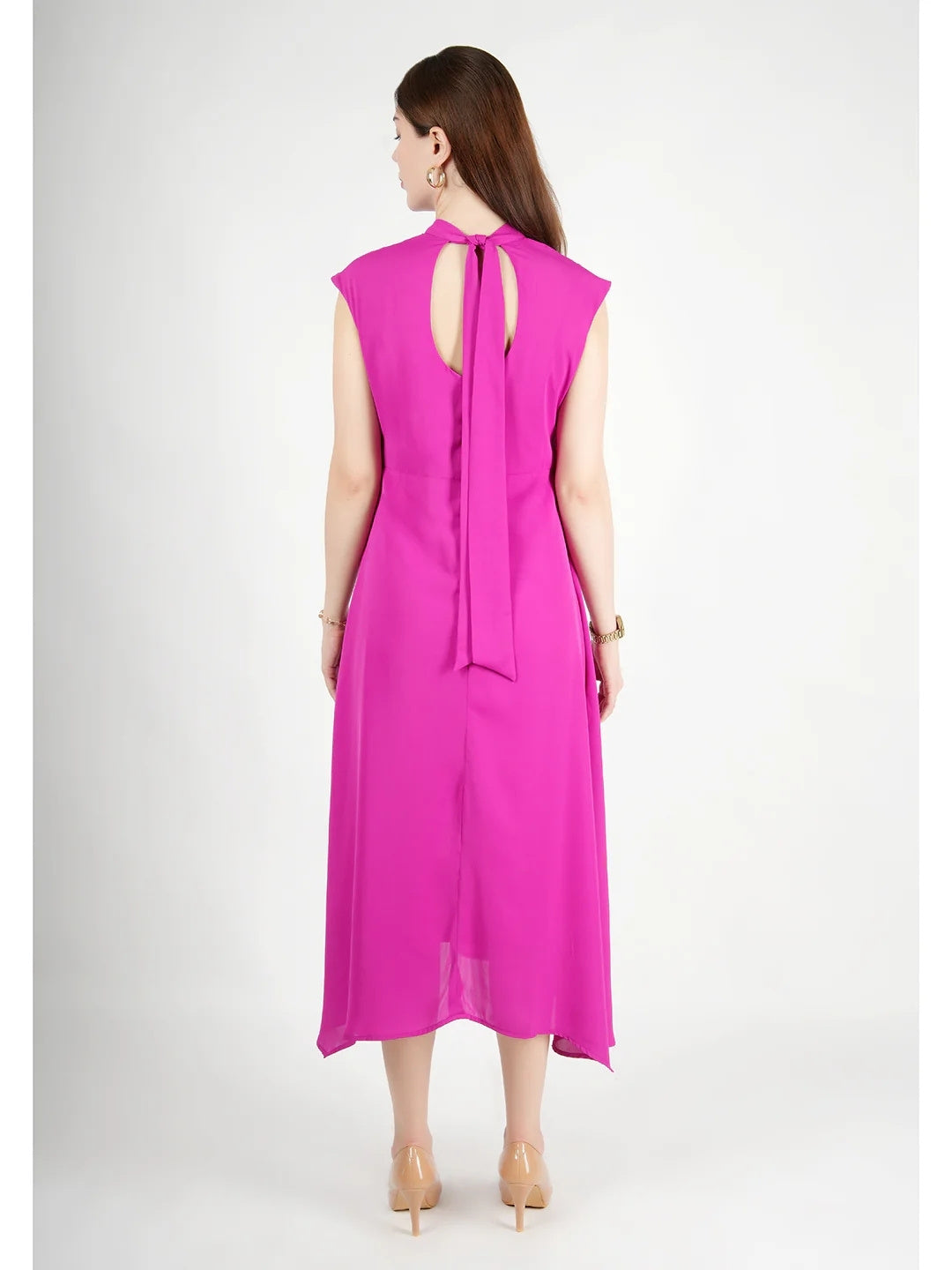 Exude Vibrance Open Back Midi Dress Rosy Pink Dresses