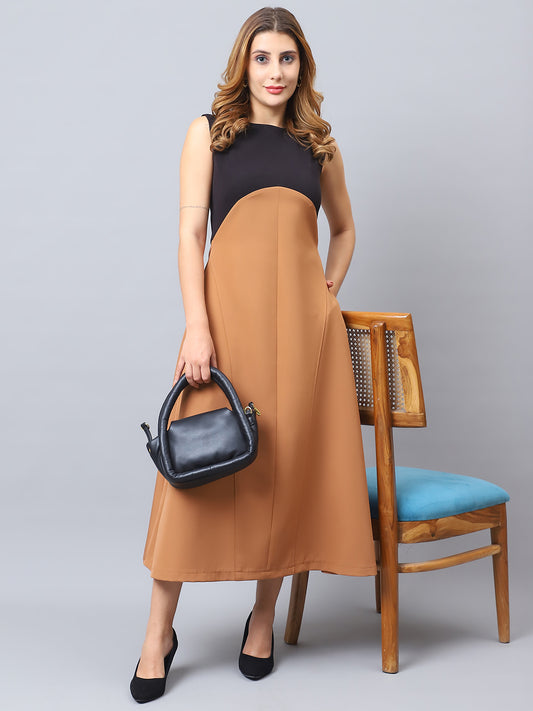 Exude Noir Panel Midi Dress