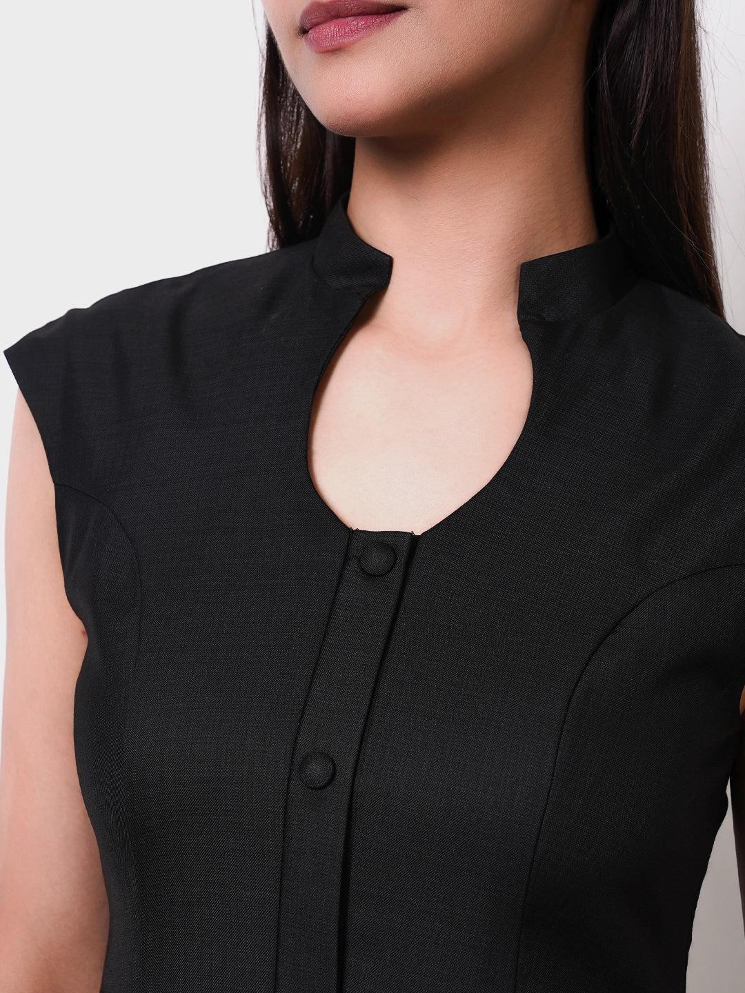 Exude Noir Button-Down Fit &amp; Flare Dress