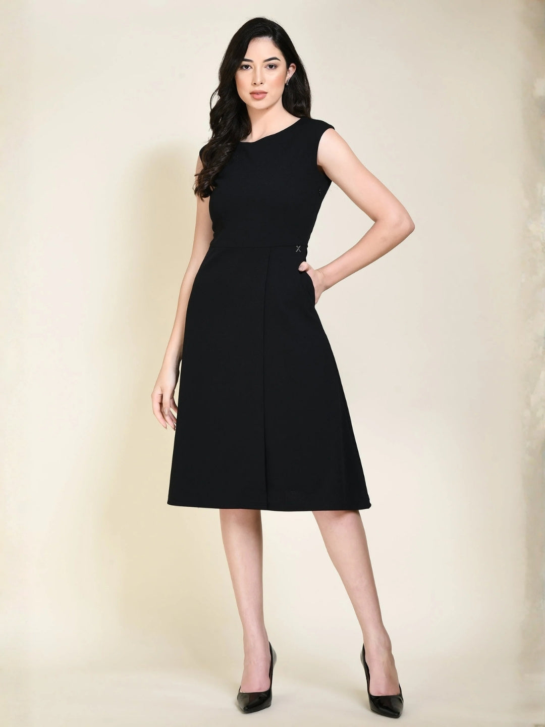 Exude Pride A-line Wrap Dress Black Dresses
