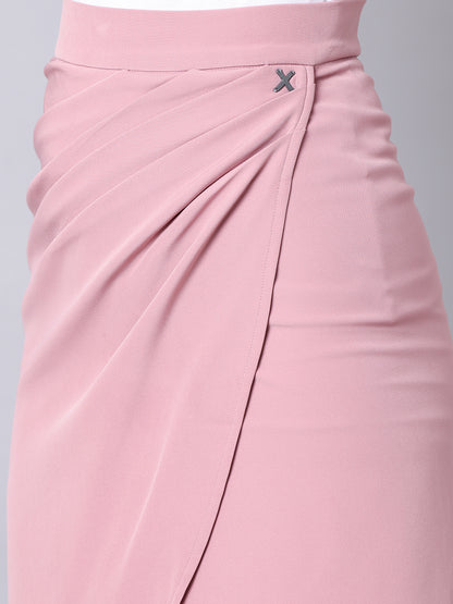 Exude Dramatic Drape, Draped wrap skirt (Dusty Pink)