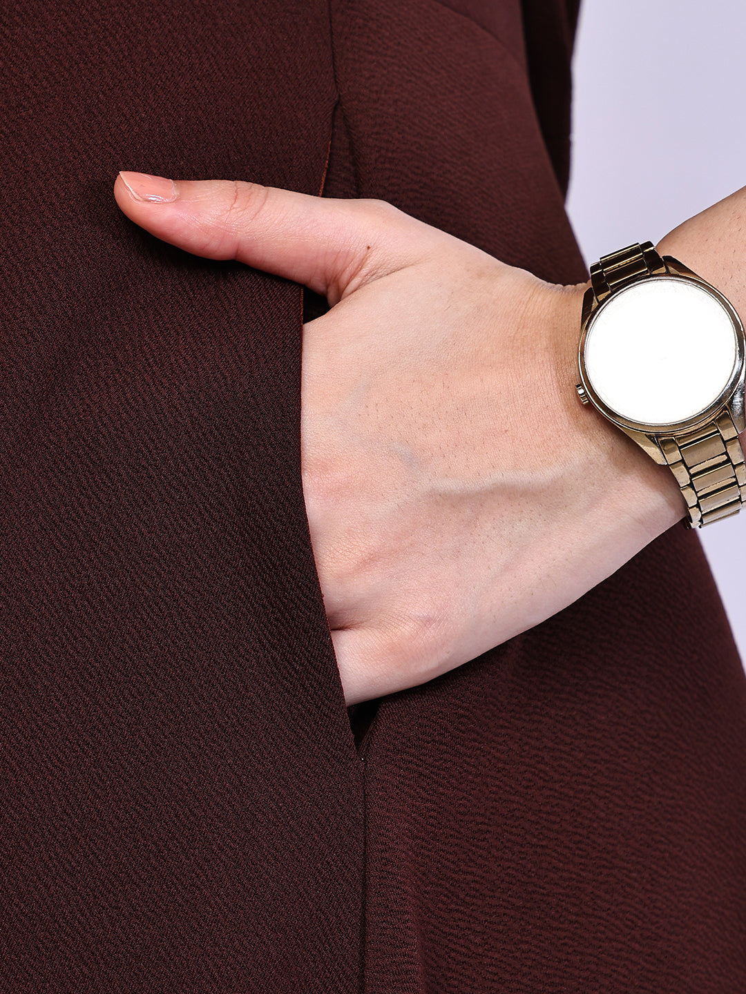 Exude Golden Glow Brown Maxi Dress with Pockets