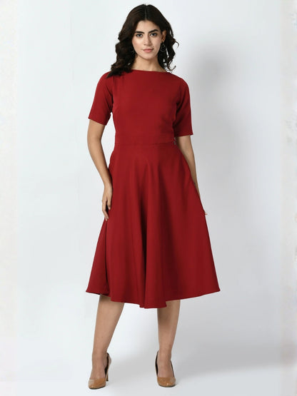 Exude Epitome Classic A-line Dress Red Dresses