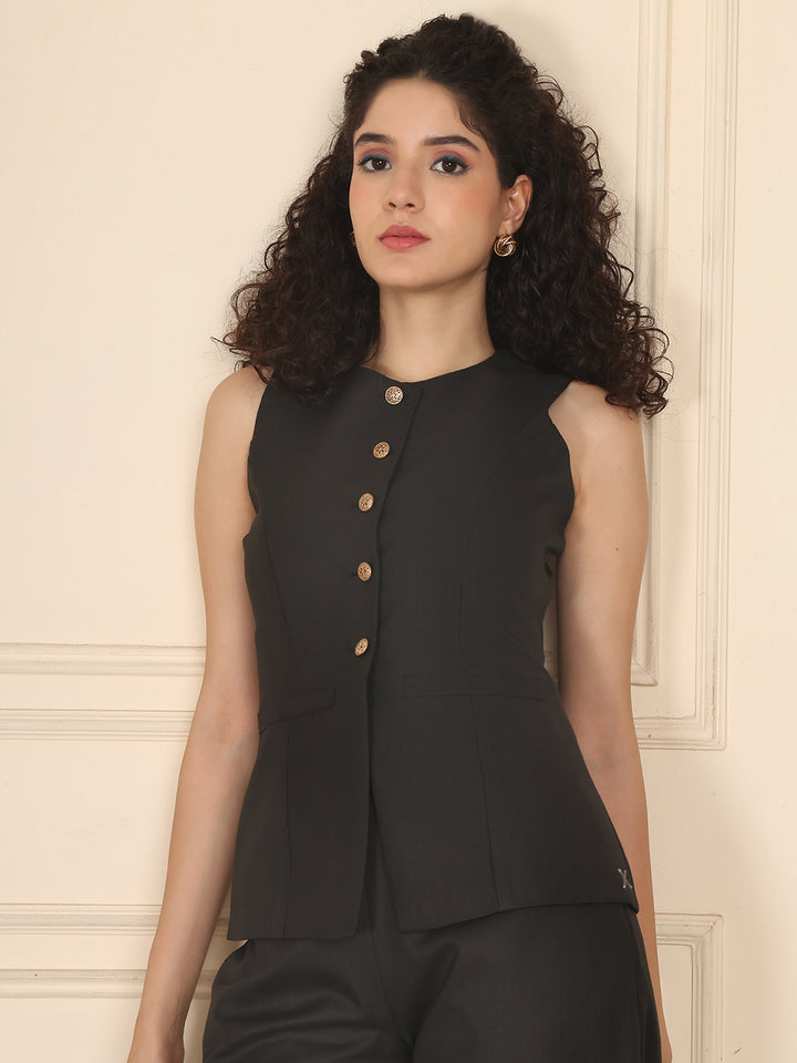 Tailor Fit Suiting Waistcoat Top Black 