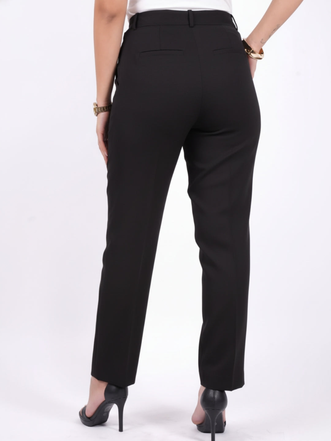 Exude Black Tapered Straight Pants Trousers