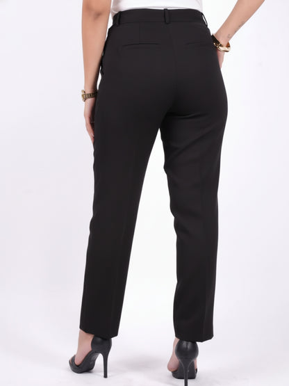 Exude Black Tapered Straight Pants Trousers
