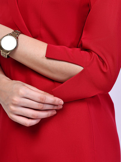 Exude Wonder Blazer Sheath Dress (Red)