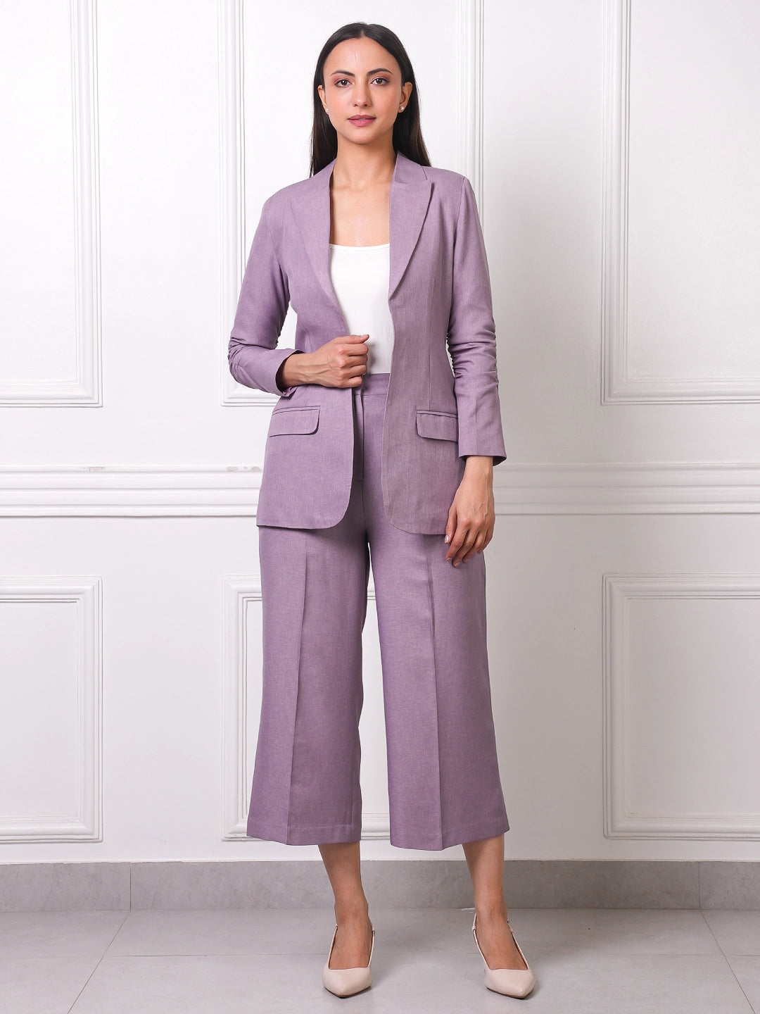 Lilac Linen Pleated Culottes