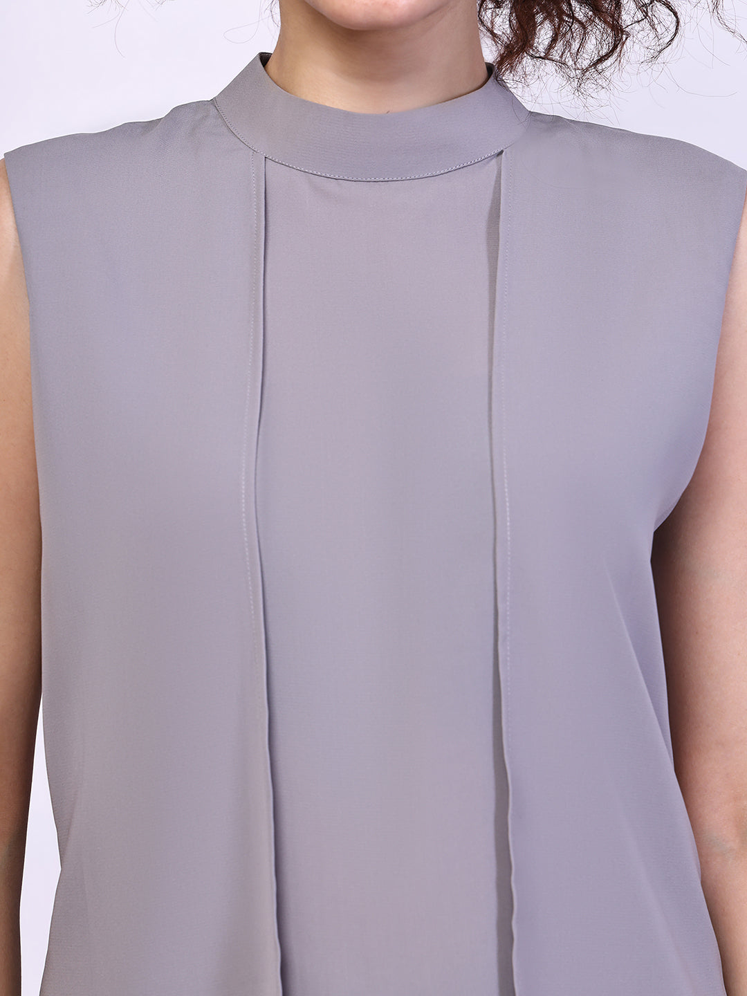 Exude Layered looks High Neck Layered Top Lilac Tops